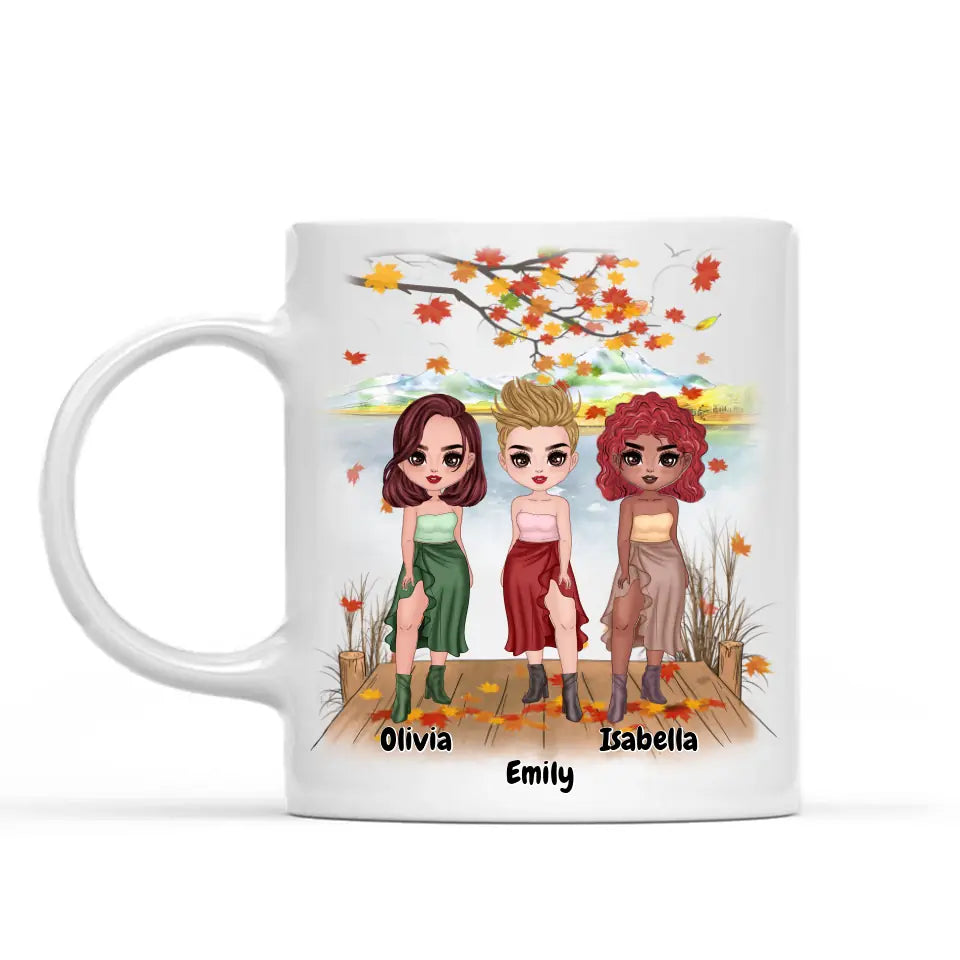 4 sisters coffee mug Besties Chibi Cups Personalized - Up to 4 girls