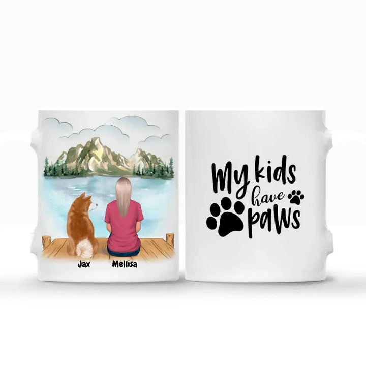 Custom pet mug - Woman with Dogs and Cats