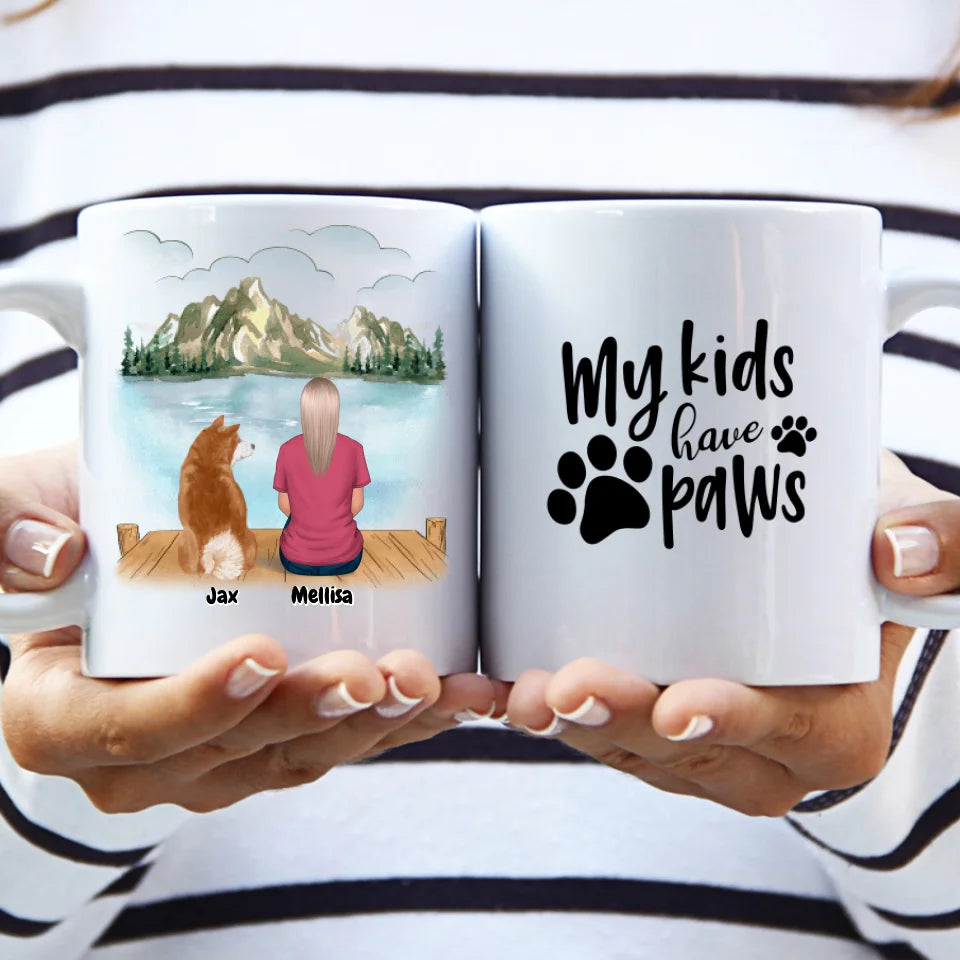 Custom pet mug - Woman with Dogs and Cats