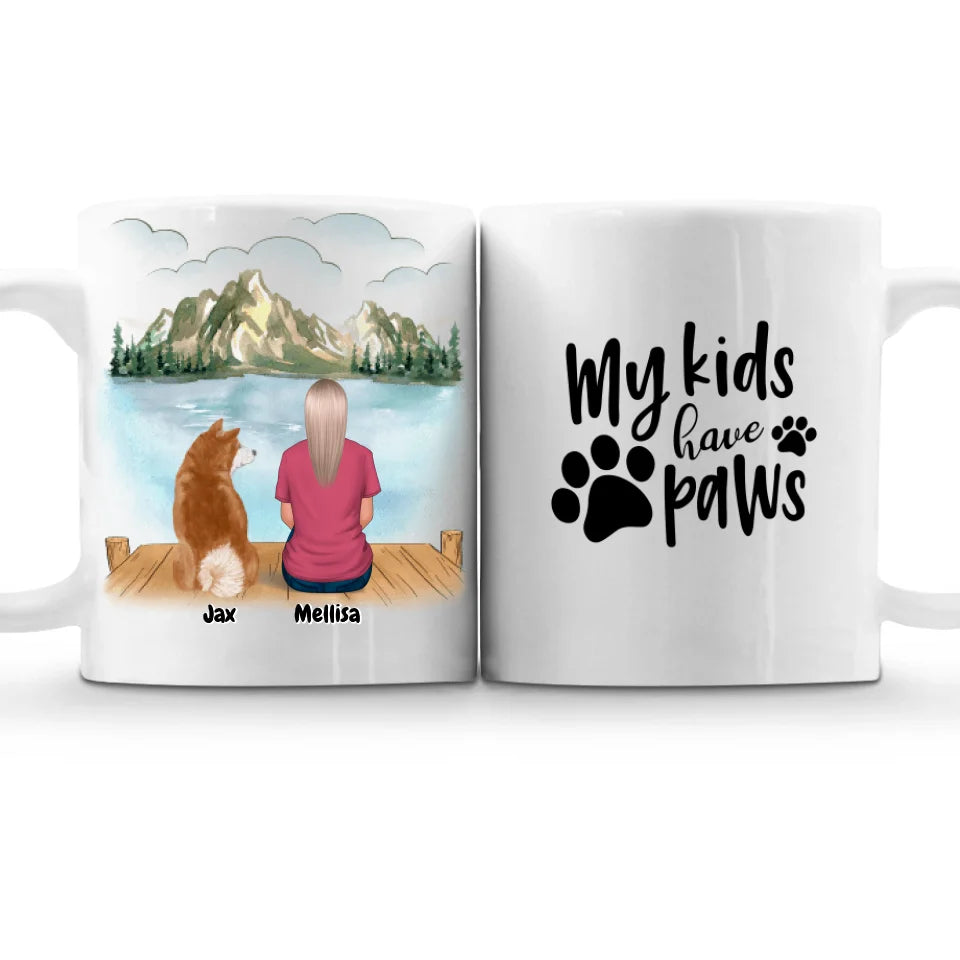 Custom pet mug - Woman with Dogs and Cats