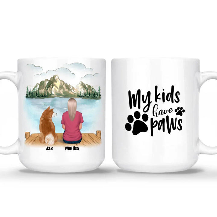 Custom pet mug - Woman with Dogs and Cats