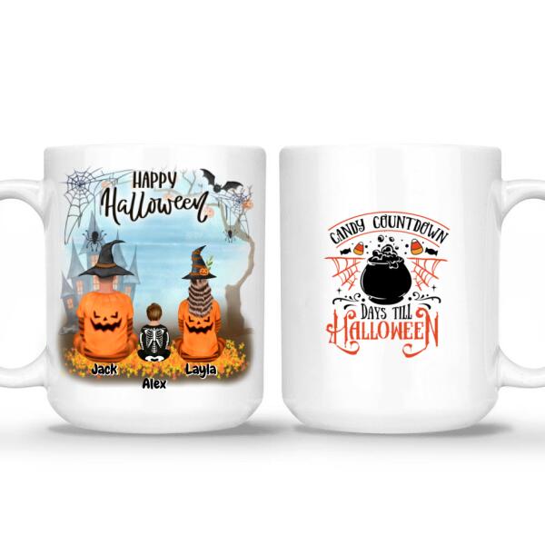 Gather your little ghosts and goblins for a frightfully fun family celebration with our Halloween-themed mug. Customize with up to 2 kids and choose their gender for a personalized touch. It's the perfect accessory for sipping hot cocoa after trick-or-treating or sharing spine-chilling stories by the fire. Embrace the spirit of the season with your own unique Halloween family mug!