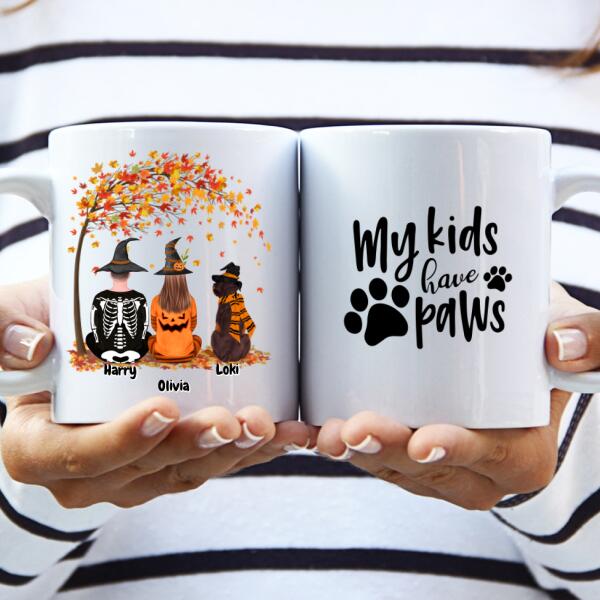 Halloween Couple and Dog(s) / Cat(s) - Up to 2 pets | Customizable mug