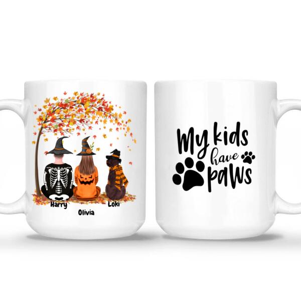 Halloween Couple and Dog(s) / Cat(s) - Up to 2 pets | Customizable mug | Rescue Love