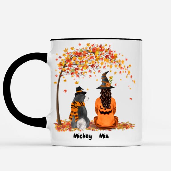 Halloween Lady and Dog(s) / Cat(s) - Up to 4 pets | Customizable mug | Rescue Love