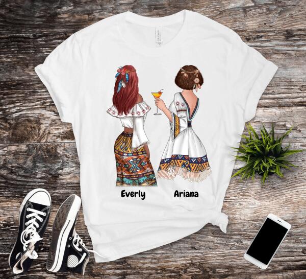 Female Hippie Shirt with Personalized Cliparts and Names