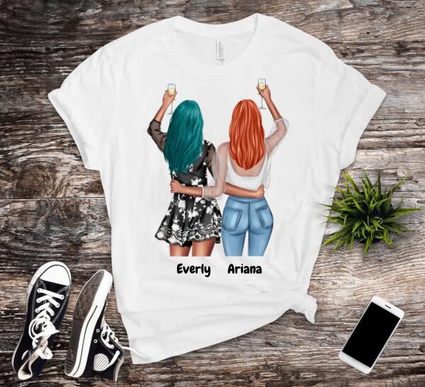 Personalized Best Friend Shirts - 2 Girls | Customizable T-shirt for Bestie