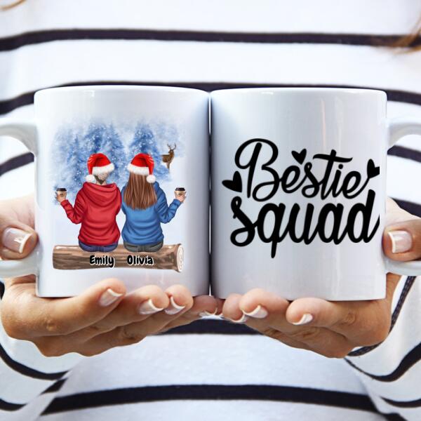 Best Friends Personalised Christmas Hot Chocolate Mugs Up to 4 Girls