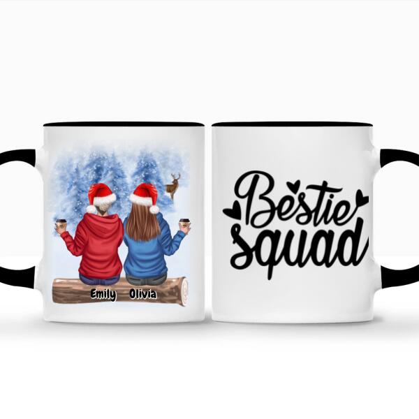 Best Friends Personalised Christmas Hot Chocolate Mugs Up to 4 Girls | Beasties Christmas Custom Cups with Names for Girls