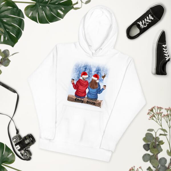 Customizable Christmas Friends Hoodie up to 4 Girls | Personalized Women Friends Christmas Sweater