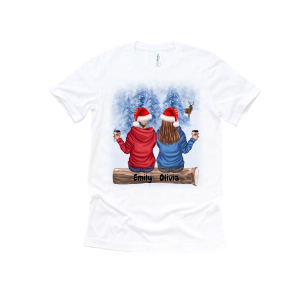 Best Friends Christmas Custom Shirts- Up to 4 Girls | Personalized Christmas Tees for Women Best Friends