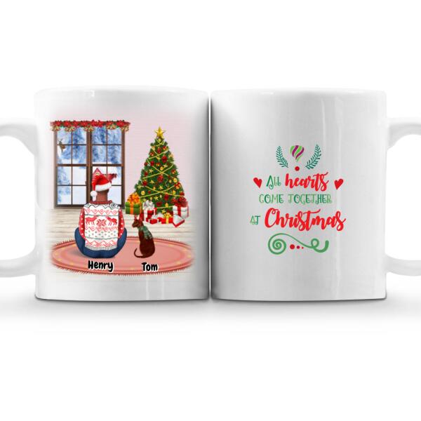 Man and Dog(s) / Cat(s) Christmas Custom Mugs