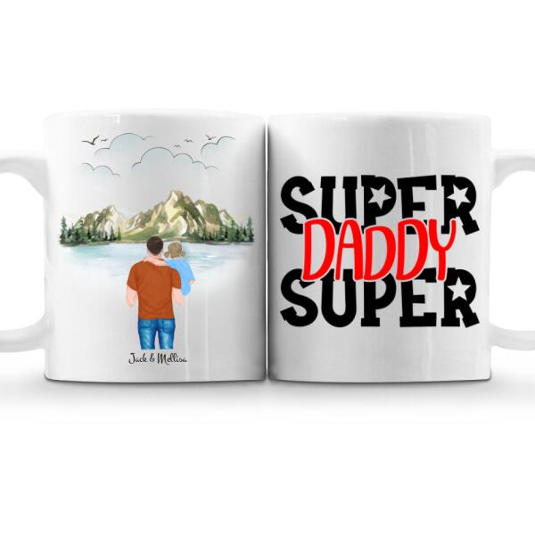 Personalised Dad Mug with Kids - Up to 2 kids | Personalized Father's day Mug | Custom Dad Coffee Mug