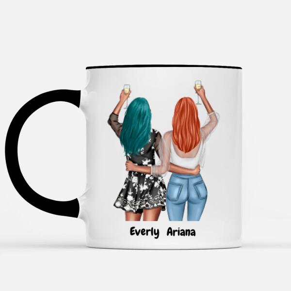 Custom Best Friend Coffee Mug - 2 Lady Personalized Cup With Name | Personalized Sister Coffee Mugs