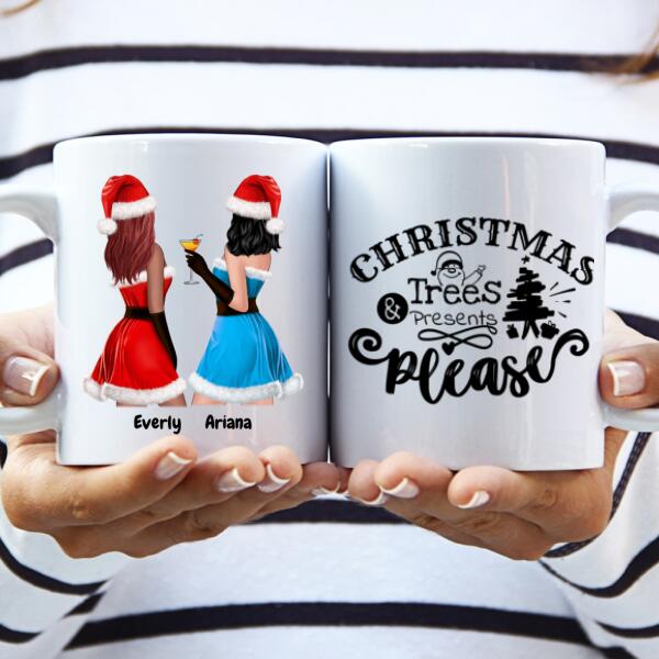 Personalized Christmas Coffee Cups for Besties - Choose 2 Girls Names