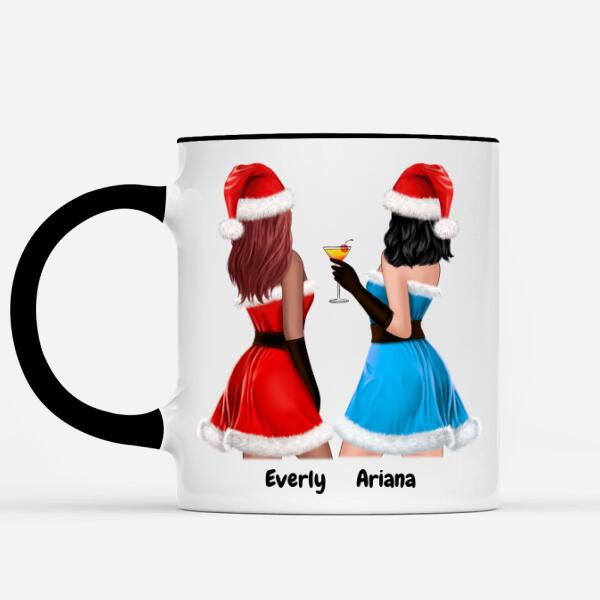 Personalized Christmas Coffee Cups for Besties - Choose 2 Girls Names | Best Friends Customised Christmas Mugs for Women