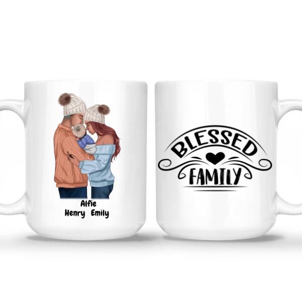 Couple with newborn baby personalized  family mug