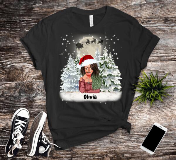 Girl and Cats/Dogs Custom Christmas T-shirts | Names Can be Customized