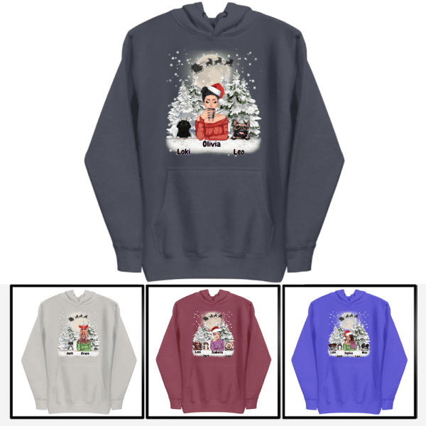 Personalized dog mom sweatshirt for Christmas Woman Dog/Cat Owner - Up to 4 Pets | Christmas personalized dog mom sweatshirt | Christmas cat mom sweater