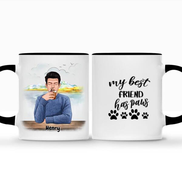 Custom Dog Dad Mug: Because Life's Better with Your Pup by Your Side. Man with up to 4 Dog/Cats with customizable Names and Cliparts