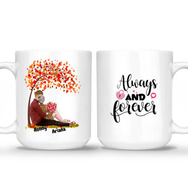 Valentines day personalized mug with custom names, cliparts and quotes