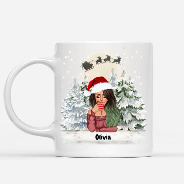 Girl and Cats/Dogs Christmas Mug Custom | Names can be Customized