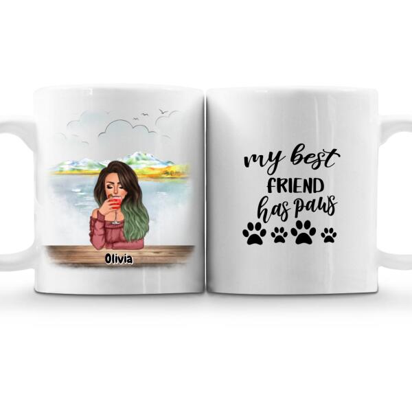 Personalised Mug Dog and Girl - Up to 4 Cats/Dogs