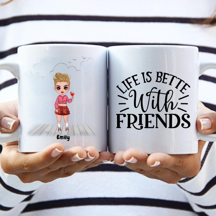 Personalized Sister Coffee Mugs With Cocktails - Up to 4 girls