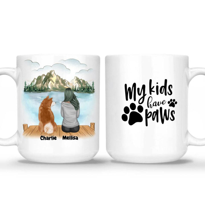 Personalized Pet Mug - Custom Woman and Dog/Cat Owner Mug with Names & Quotes - up to 4 pets