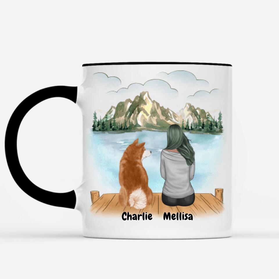 Personalized Pet Mug - Custom Woman and Dog/Cat Owner Mug with Names & Quotes - up to 4 pets