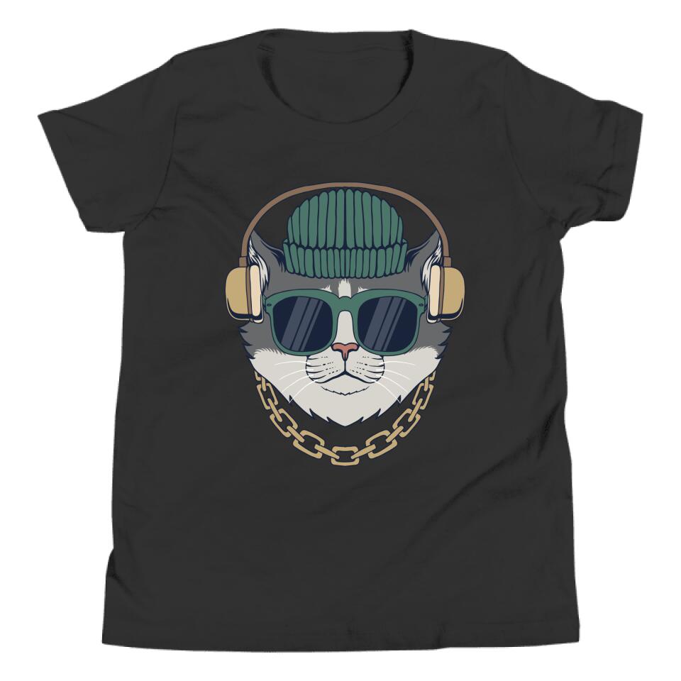 Cat with Headphones personalized design print t shirt- music lover