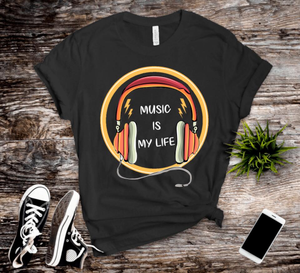 Headphones Personalized Quote design print - music lover t shirt