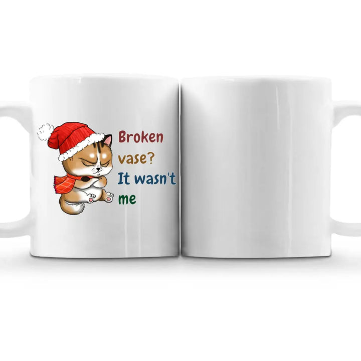 Grumpy Cat Christmas Mug with Custom Text - Customizable Funny Meowy Christmas Coffee Mug