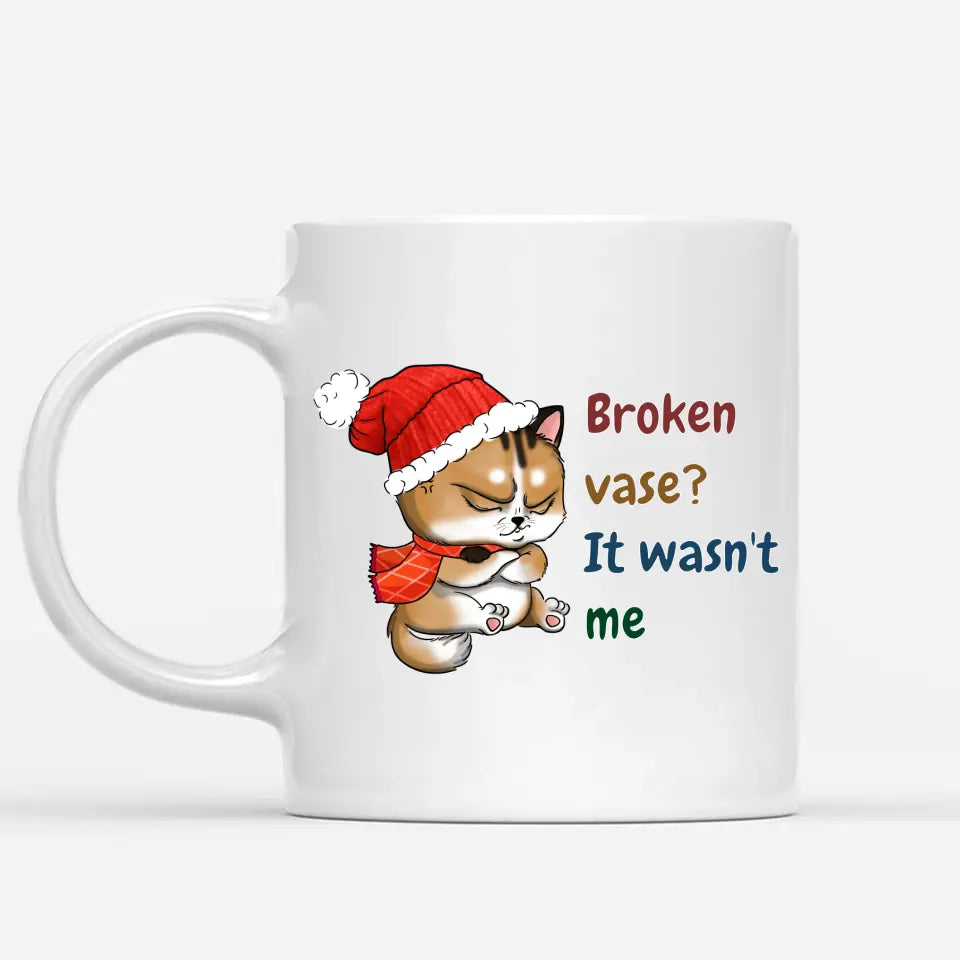 Grumpy Cat Christmas Mug with Custom Text - Customizable Funny Meowy Christmas Coffee Mug