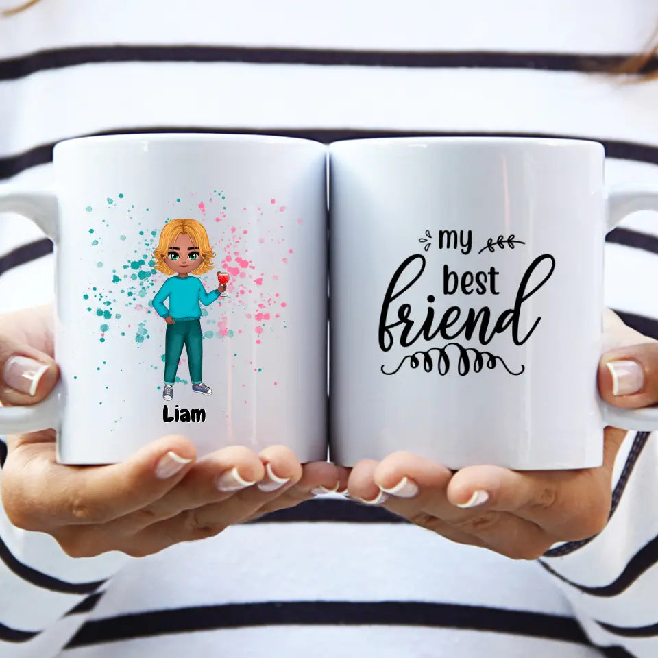 Best Friends Chibi - Personalized Friendship Coffee Mugs - Up to 4 Girls/Boys