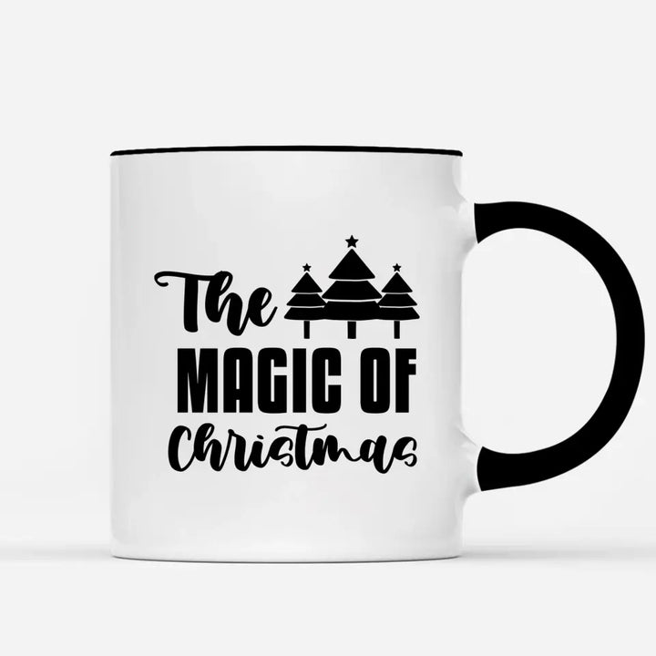 Personalized mugs for christmas with the magic of Christmas quote, and other personalized cliparts, quotes and names