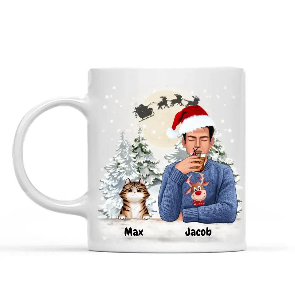 Xmas Personalised Mugs for Christmas Man Dog / Cat owner