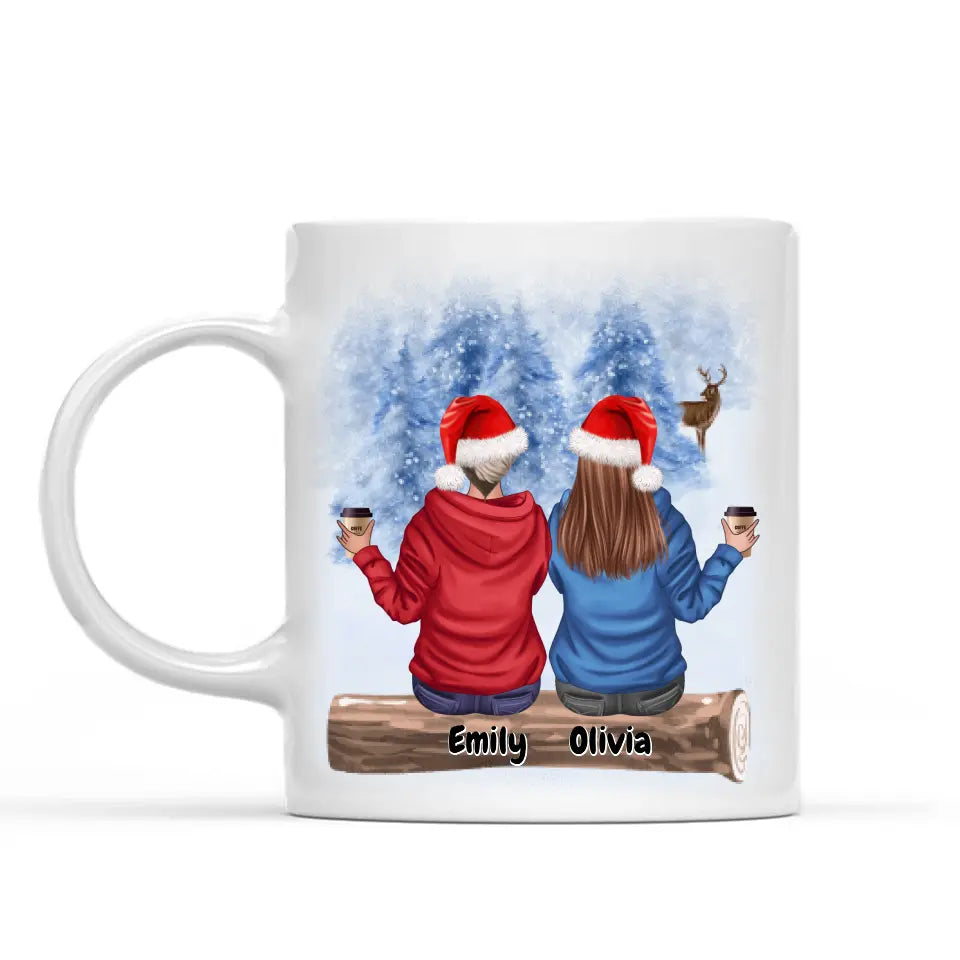 Best Friends Personalised Christmas Hot Chocolate Mugs Up to 4 Girls | Beasties Christmas Custom Cups with Names for Girls