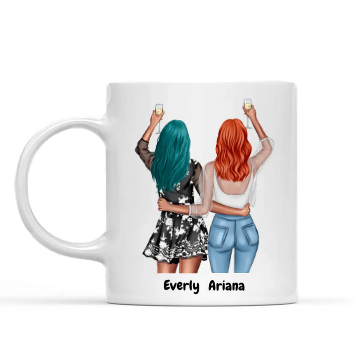 Custom Best Friend Coffee Mug - 2 Lady Personalized Cup With Name