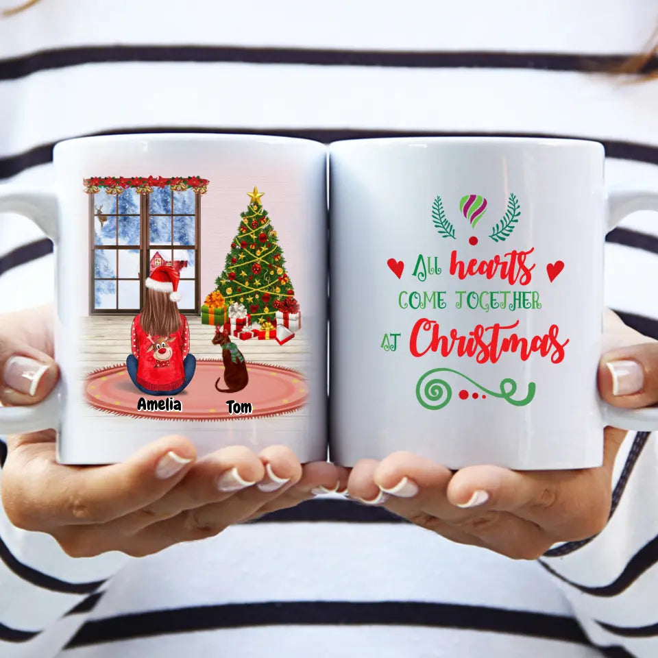 Personalized Cups for Christmas Dog Mom - Up to 4 Pets Girl and Dog(s) / Cat(s)