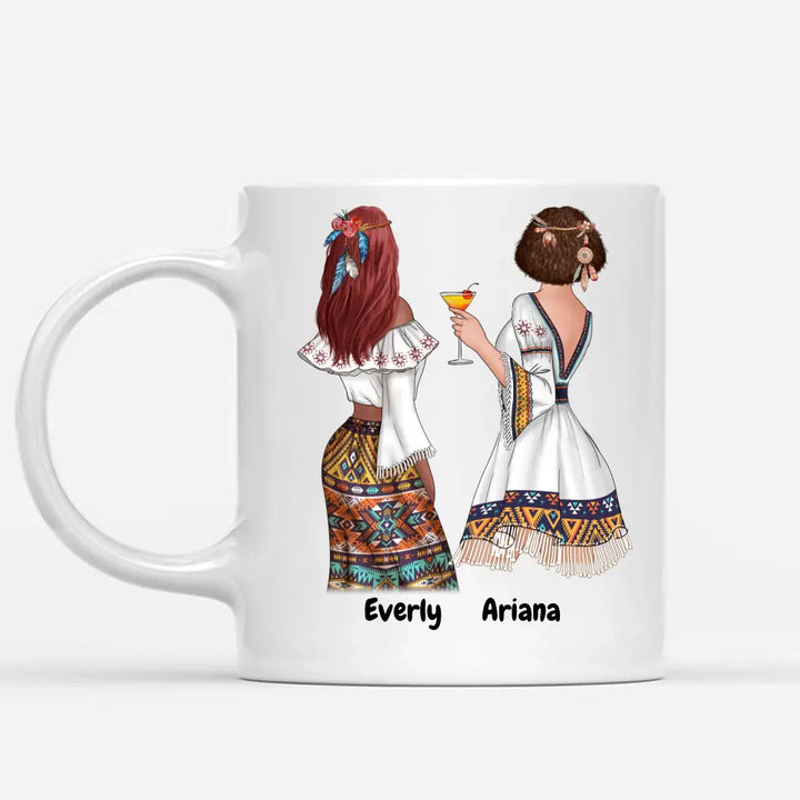 Personalized Friendship Coffee Mugs for Women - Boho Hippie Bohemian Girls Coffee Mug