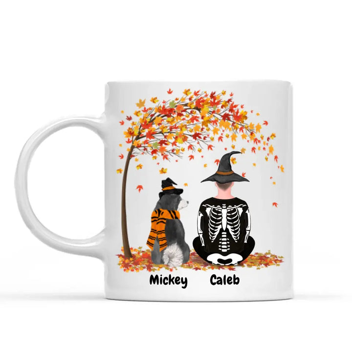 Halloween Man and Dog(s) / Cat(s) - Up to 4 pets | Customizable mug | Rescue Love