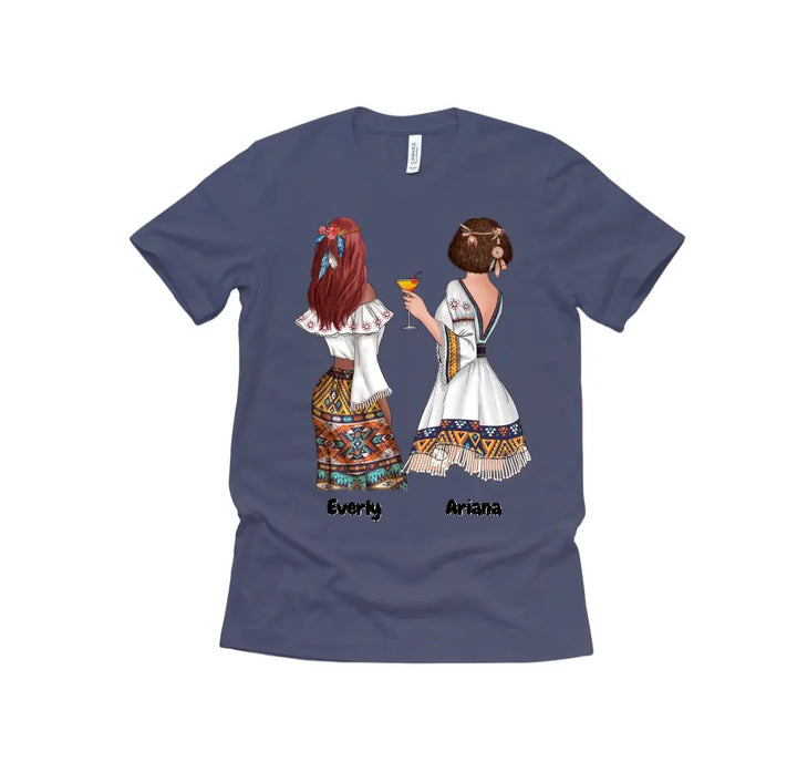 Customizable Boho Hippie Shirt | Female Hippie Shirt with Personalized Cliparts and Names
