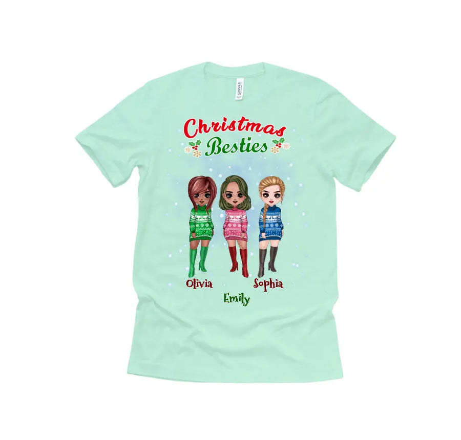 Personalized Shirts for Christmas Besties Chibi - Up to 4 girls
