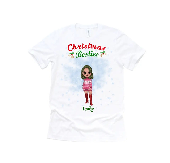 Personalized Shirts for Christmas Besties Chibi - Up to 4 girls | T-shirt Printing Design for ChristmasBest Friends