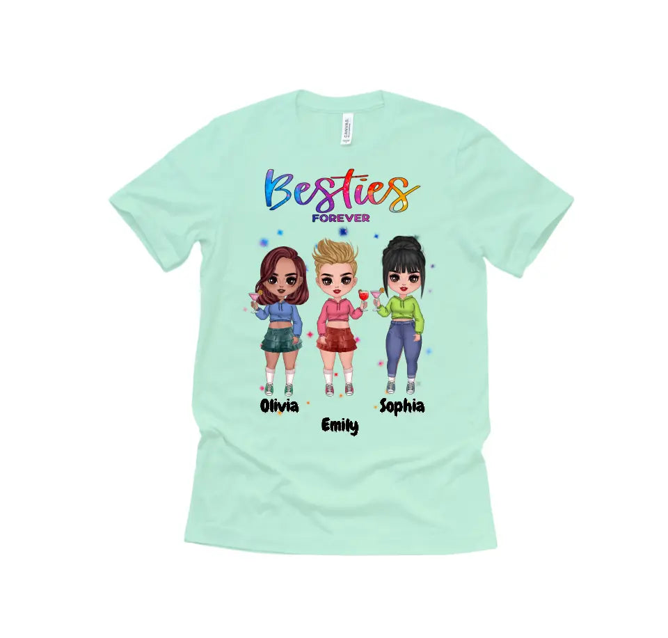 Best friends With Cocktails - Up to 4 girls | Customizable T-Shirt