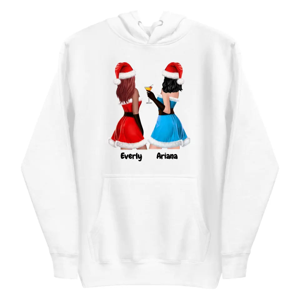 Personalized Best Friend Christmas Sweater -2 Girls Christmas Besties | Customizable 2 Women Friends Christmas Hoodie