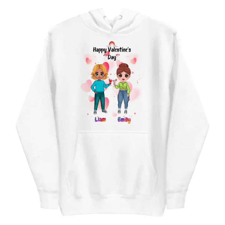 Personalized Chibi Valentines Day Sweatshirt Women's and Men’s | Customizable Valentines Matching Hoodies