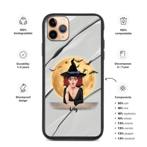 Halloween Witch with Pets Cats/Dogs - Up to 2 Pets | Customizable iPhone/Eco iPhone Case