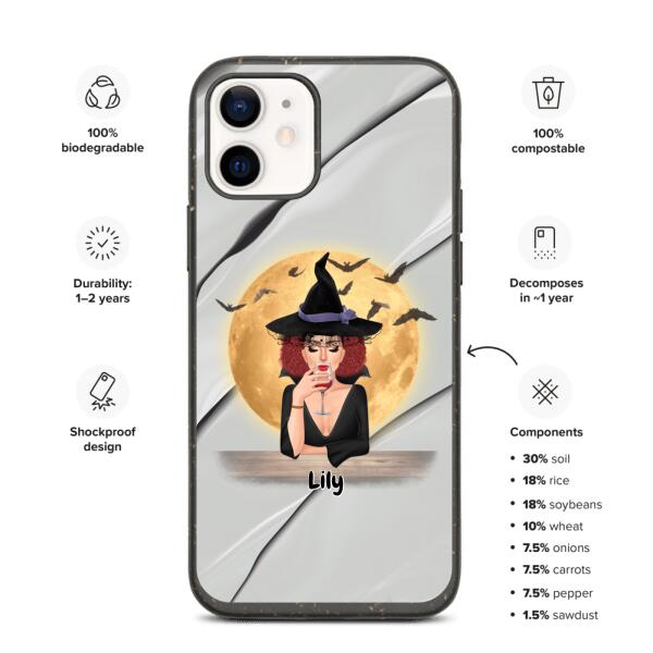 Halloween Witch with Pets Cats/Dogs - Up to 2 Pets | Customizable iPhone/Eco iPhone Case